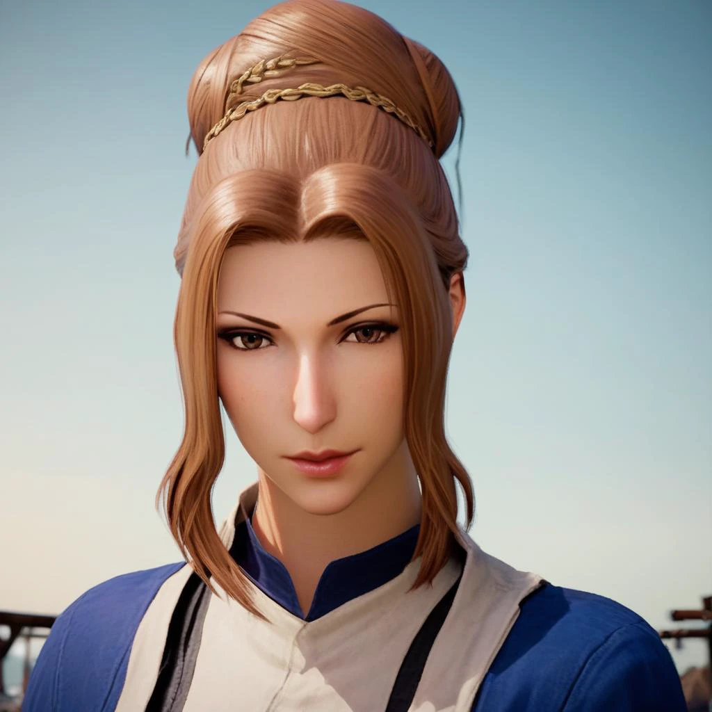 score_9, score_8_up, score_7_up, k10uk4,1girl,looking at viewer, hair bun, <lora:k10uk4-000040:1> <lora:FFXIV-DAWNTRAILPDXL:1> dwntrilffxivpdxl,3d,outdoors
