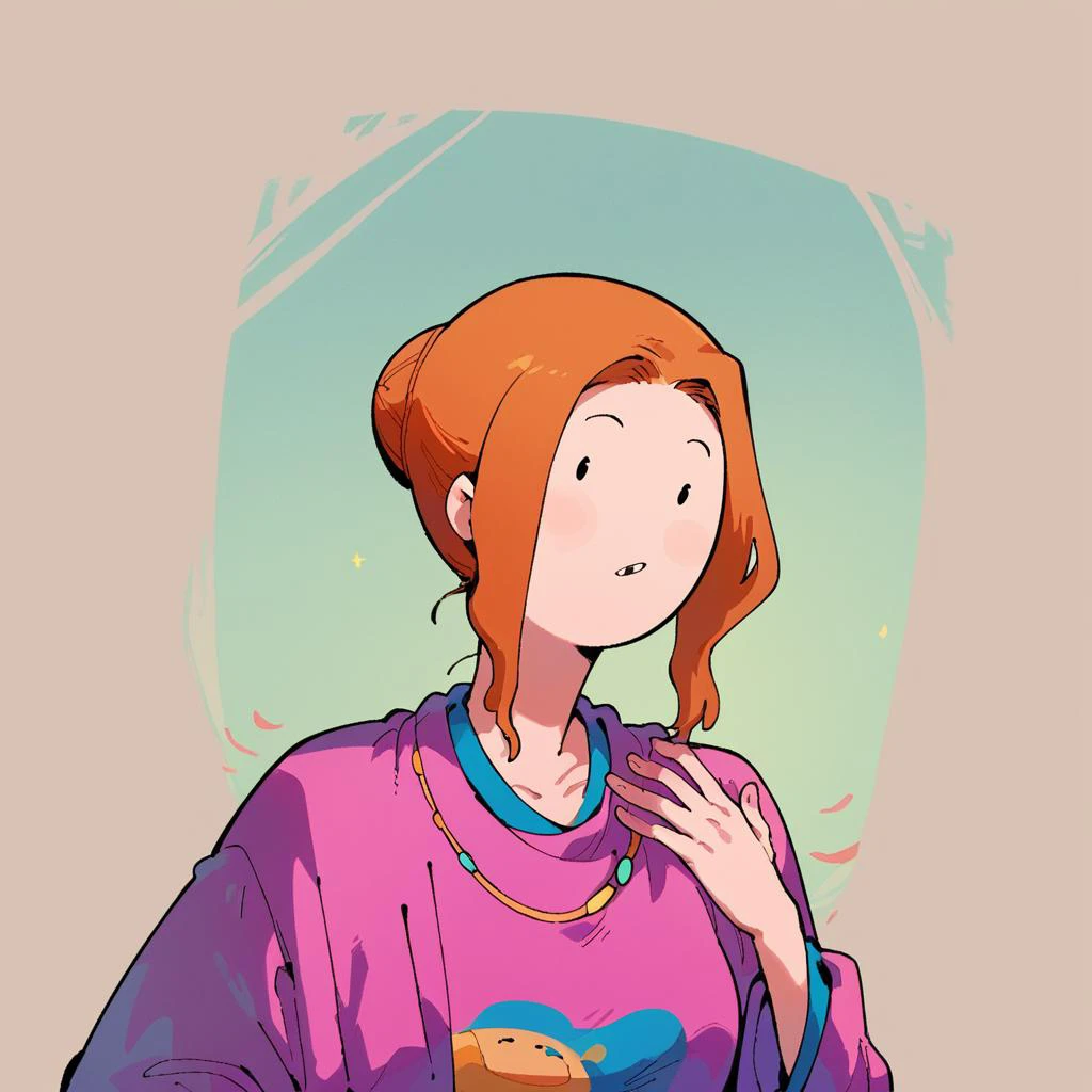 score_9, score_8_up, score_7_up, k10uk4,1girl,looking at viewer, hair bun, <lora:k10uk4-000040:1> <lora:Adventure_Time_Style_LORA:1> adventure time, dot eyes