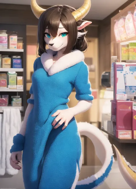 (super fluffy animal fur:1.6), female ((Anthro dragon)), (long anthro legs, ditigrade), furry girl,((turquoise colored fur)), ((furry dragon girl body)), (((full body portrait))), medium breasts, furry scalie ((chest tuft)), ( bath towel ), (playing videogames), (paws), brunette-haired braids, long muzzle, cute hairstyle, (detailed fur texture (outlined hair)), detailed female anthro dragon face, seductive smile, cute face, (expressive anime eyes), well drawn convenience store background, detailed background, realistic convenience store background, background in focus, masterpiece, extremely detailed digital art, extraordinarily well drawn, detailed, (shaded), soft realistic lighting, subject focus, ((sharp focus)), cinematic lighting, amazing smaller body, absurdres, highres, 8k, HD drawing, (scales and fur covered body), anthro (furry),<hypernet:furry_3:0.25>