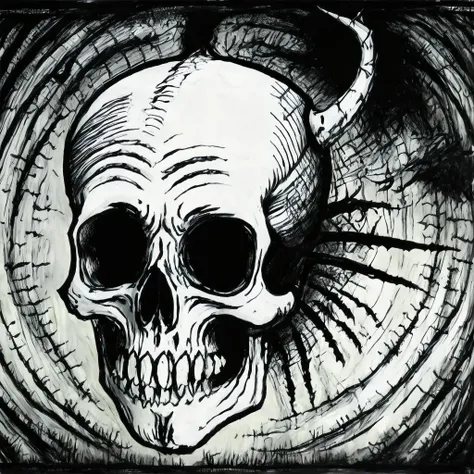 skeleton viking, junji ito manga, tim burton , ink lineart <lyco:darkfairytales:1.0>