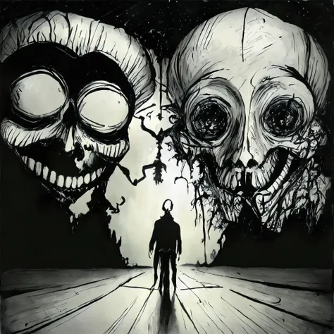 When the light begins to change
I sometimes feel a little strange
A little anxious when it's dark, junji ito manga, tim burton , ink lineart <lyco:darkfairytales:1.0>