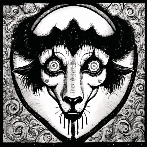 cow, junji ito manga, tim burton , ink lineart <lyco:t5darkfairytales:0.8>