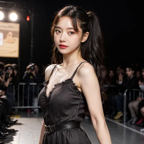 girlqq03, photographed on a Nikon Z7 II Mirrorless Camera,120mm F/4 wide-angle
((twin tails)),
Stunningly Beautiful Girl, Haute_Couture, designer dress, wearing Haute_Couture, posing for a picture, fashion show, Long shaped face, angry, crazy, dark red eyes, long ringlets, catwalk \(walkway\), colorful, vivid colors, masterpiece, best quality, absurdres, highest quality, amazing details, 8k, aesthetic,
best quality, masterpiece, ultra detailed, cowboy shot, flowing, 3dmm, ink sketch, color ink, ink rendering, octane render, pastels, rice paper, 1girl, beautiful detailed eyes, (alternate hairstyle), ultra detailed hair, graceful, (charming), (delicate), pretty, cute, lace dress, character in the center of the frame, rhythm, fantasy, looking at viewer, xxmix girl,sexy, seductive, big breasts,
<lora:more_details:0.3> <lora:add_detail:0.3> <lora:girl_SDLife_Chiasedamme_v2.3:0.35> <lora:girlqq03_SDLife_Chiasedamme_v1.0:0.55>