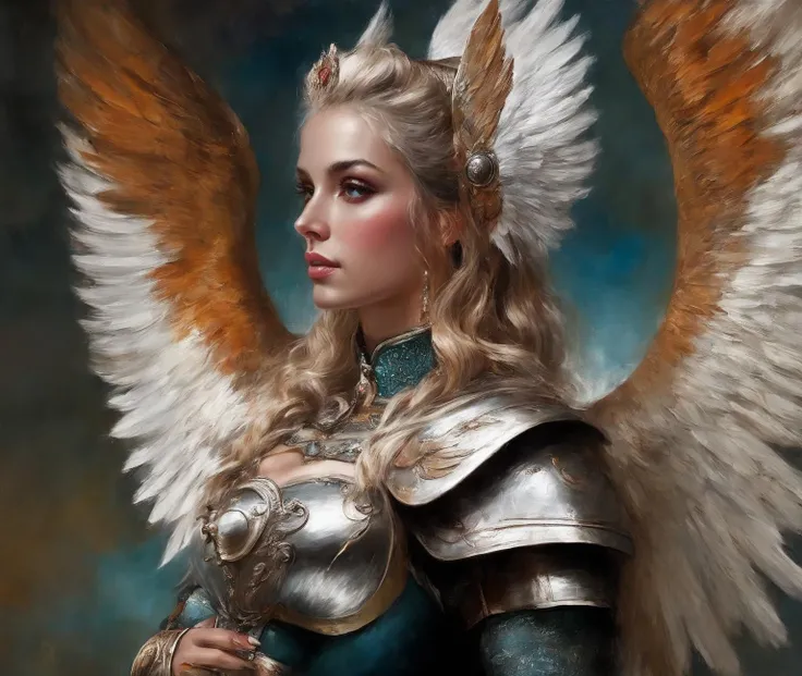 ((Masterpiece, best quality)),beautiful colors, sharp contrast,oil painting, vintage,crackled paint,
walkure, portrait of a woman ,wearing walkure,wings,armor,winged helmet,painted in walkure style
<lora:edgWalkureXL:1>