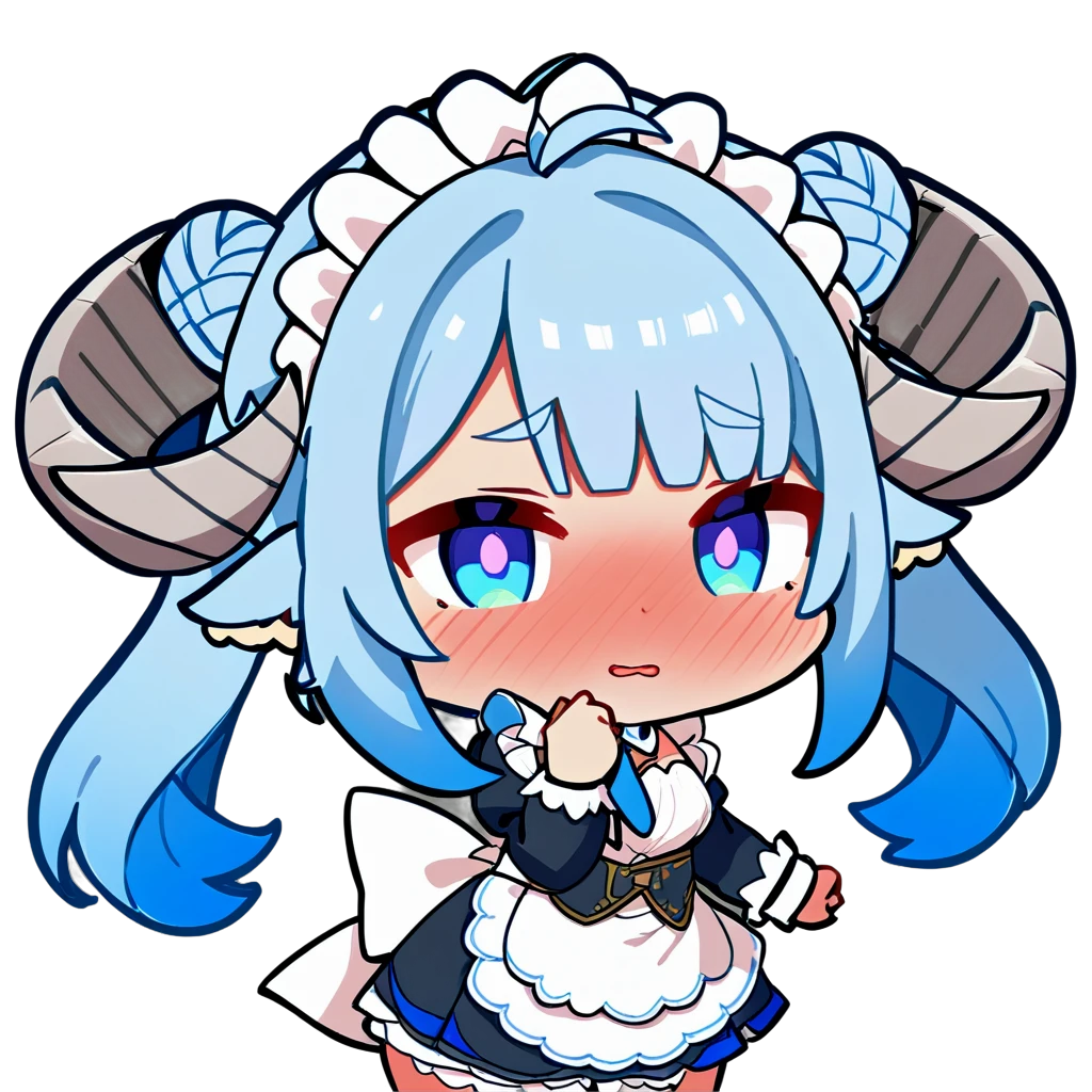 (MinaiAruma:1), 1girl, full-face blush, embarrassed, annoyed, (maid:1.2),
(cute:1), (chibi:1), sticker, upper body, masterpiece, newest, absurdres, <lora:MinaiArumaXL:1>, <lora:StickersRedmond:1>,