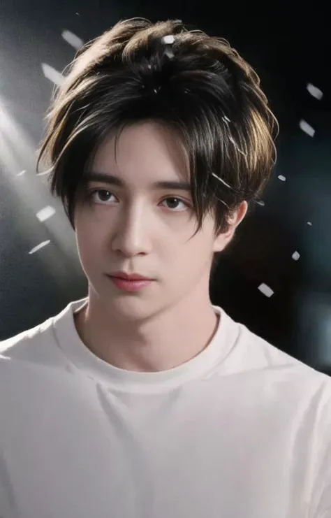 1boy,28yers old, cinematic lighting, UHD,nosebleed, (Falling snow:1.1),(ray tracing:0.8), (chiaroscuro:1.1), god rays