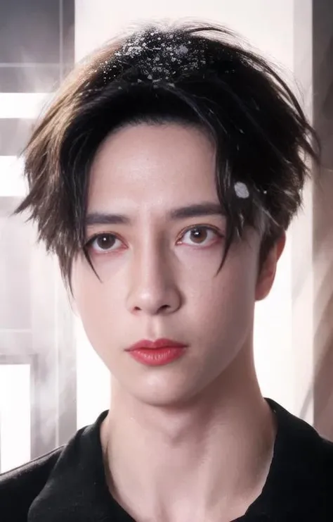 1boy,28yers old, cinematic lighting, UHD,nosebleed, (Falling snow:1.1),(ray tracing:0.9), (chiaroscuro:1.1),(Symmetrical eyes:0.8),(textured skin:0.7), (super detail:0.7), (ccurate:0.7)