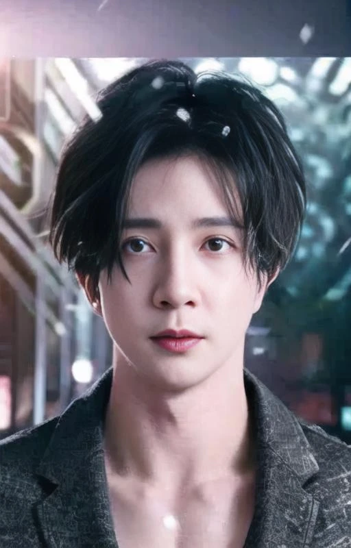 1boy,28yers old, cinematic lighting, UHD,nosebleed, (Falling snow:1.1),(ray tracing:0.8), (chiaroscuro:1.1),Symmetrical eyes