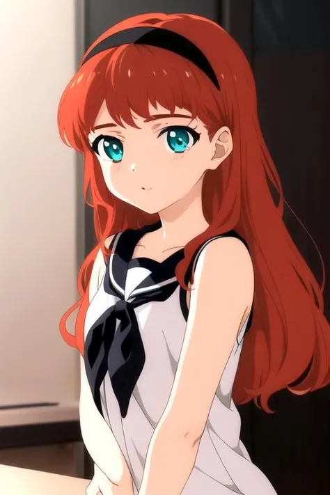 masterpiece, highres, 1girl, orange hair, aqua eyes, <lora:FrillR4:0.7>, upper body, serafuku, thighhighs