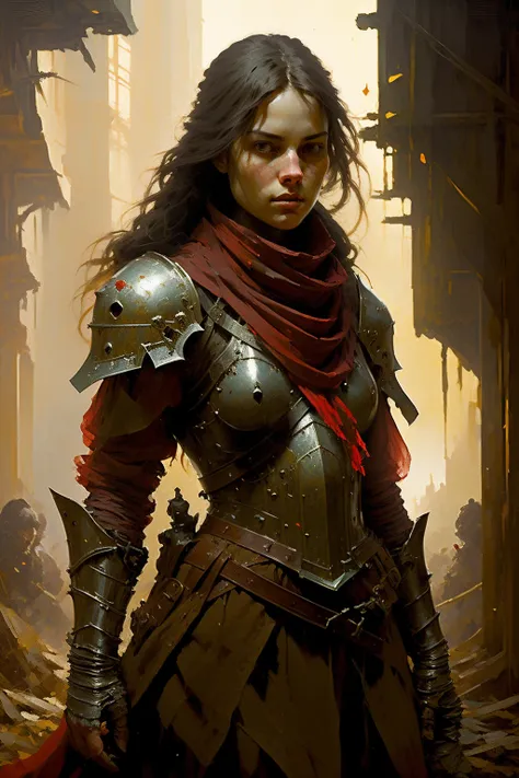 masterpiece, best quality, 1girl inside a dark room, long hair, brown eyes, armor, breastplate, brown belt, fantasy, (oil painting), red scarf, upper body, dark, night, no light, by Steve Henderson, Fabian Perez, Henry Asencio,
Jeremy Mann, Marc Simonetti, fantasy, magical horror, atmosphere <lora:oil-HXZ:0.3>