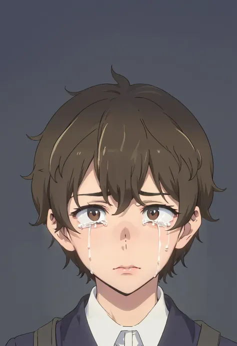 best quality, masterpiece, highres, solo, (hachiouji_naoto_donttoywithmemissnagatoro:1.10), crying, sobbing, tears, portrait, looking at viewer, anime_style, 40 <lora:hachiouji_naoto_donttoywithmemissnagatoro:0.80>