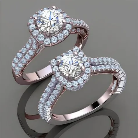 wedding rings, simple background, no humans, diamond ring, <lora:Copax_StyleMix_4_Wedding_Rings:0.8>