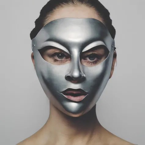 a woman with mask<lora:Creepy_Masks:1>