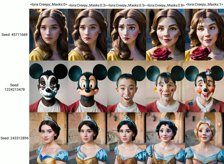 portrait of a person with a Belle (Beauty and the Beast) disney character's face , <lora:Creepy_Masks:0>