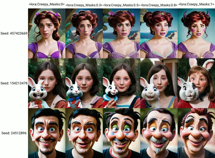 portrait of a person with a Megara disney character's face , <lora:Creepy_Masks:0>