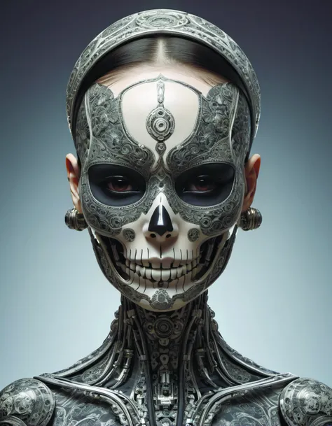 beautiful skull cyborg portrait of a femme fatale girl with detailed patterns of thai traditional dress,highly detailed concept lee ivan punchatz <lora:add-detail-xl:1.6>,c1bo <lora:just_another_Cyborg_LoRa_SDXL-000009:0.8>,by diegocr