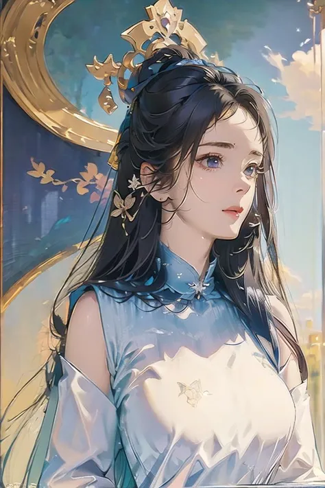 (extremely detailed CG unity 8k wallpaper),(masterpiece), (best quality), (ultra-detailed), (best illustration),(best shadow), (an extremely delicate and beautiful), dynamic angle, floating, finely detail, (bloom), (shine), glinting stars, classic, (painting), (sketch),upper body, 
a girl, solo,nurse uniform, bare shoulders,( big breasts:1.1),    <lora:yangmiv43-000002:1>