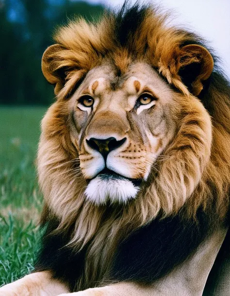 <lora:analogXLrelease:0.8> analog style portrait of a lion