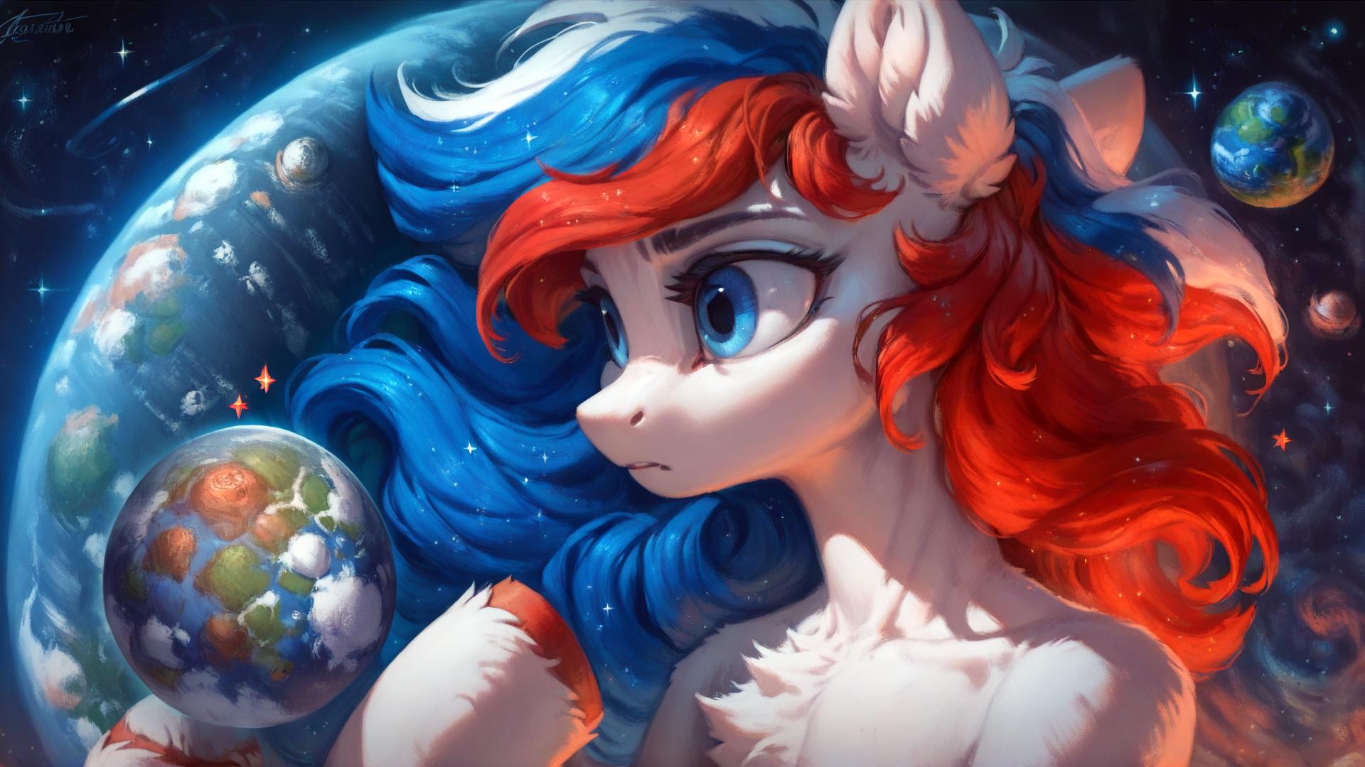 A close up of a cartoon girl with a red hair and blue eyes - SeaArt AI