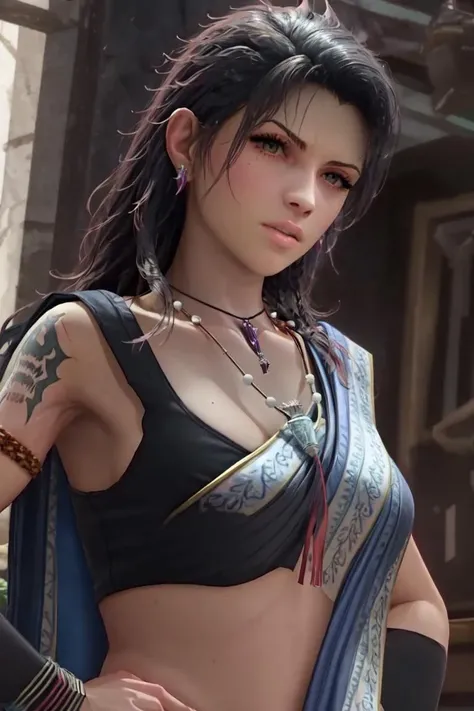 (close-up,eye focus:1.2), masterpiece, best quality, highres, 1girl, solo, scenery, looking at viewer, straight-on,
GAME_Fang_FinalFantasy_ownwaifu,www.ownwaifu.com,jewelry,necklace,earrings,long hair,black hair,lips,breasts,brown eyes,armlet,pendant,bracelet,medium breasts,dress,shoulder tattoo, curvy, toned,
<lora:GAME_Fang_FinalFantasy_ownwaifu-08:1.0>