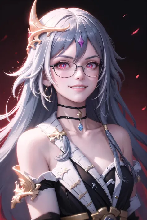 (highly detailed:1.3),
1girl, solo,
<lora:senti-10:1>, senti,semi-rimless eyewear, (evil grin:1.2), (evil smile:1.1),
Ultra-detail, (highres:1.1), best quality, (masterpiece:1.3), cinematic lighting,
(highly detailed face and eyes:1.3),