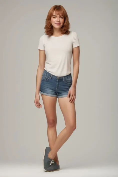 <lora:ahud1.1.1:0.7>, ahud, ahnatbernacka, (standing: 0.5), face, t-shirt, (shorts ), fair skin, high quality, (looking at viewer), studio lighting, 8k