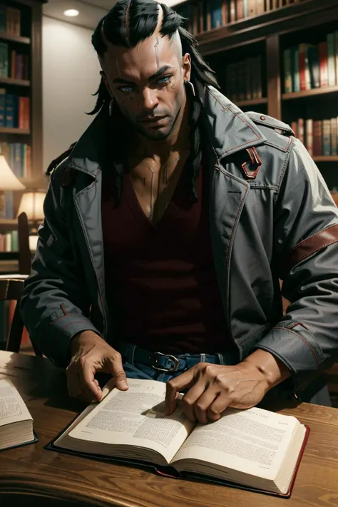 ((ultra detailed, masterpiece, best quality))
<lora:CyberPlacide:0.8>
CyberPlacide, 1boy, solo, muscular, In a cozy, well-lit library, reading a book while dressed in classic, refined attire