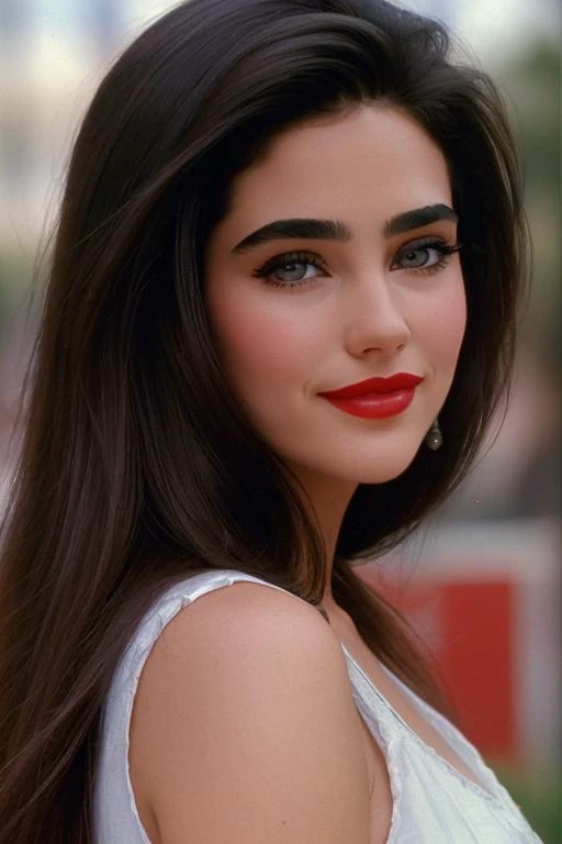 <lora:jenniferconnelly:0.5>, ,jenniferconnelly, , photo of a woman, , ((outdoors, city)),smiling, (red lipstick, blush), ((best quality, masterpiece, extreme details, high resolution):1.2),((detailed eyes, beautiful eyes, detailed face, beautiful face):1.2)