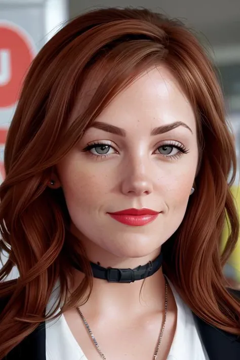 ericad-946 , photo of a woman, ((dark red hair, short hair):1.1), ((in a busy office)),smiling, (red lipstick, blush), ((best quality, masterpiece, extreme details, high resolution):1.2),((detailed eyes, beautiful eyes, detailed face, beautiful face):1.2)