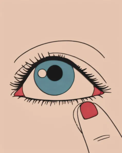a cartoon eye with a finger on it <lora:Wake_Up_sdxl:0.75>
