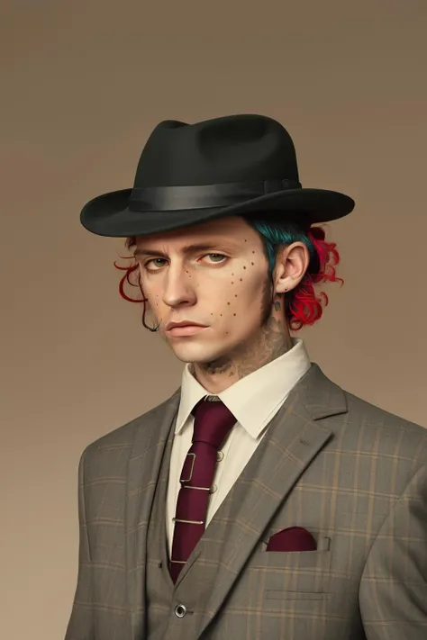 a man with a hat and a suit jacket , alt_style