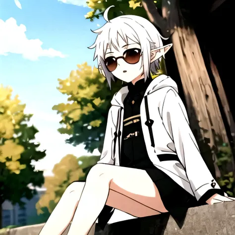 <lora:Wiseman_v1:0.4>, sylphiette, (white hairs:1.3), flat futuristic sunglasses