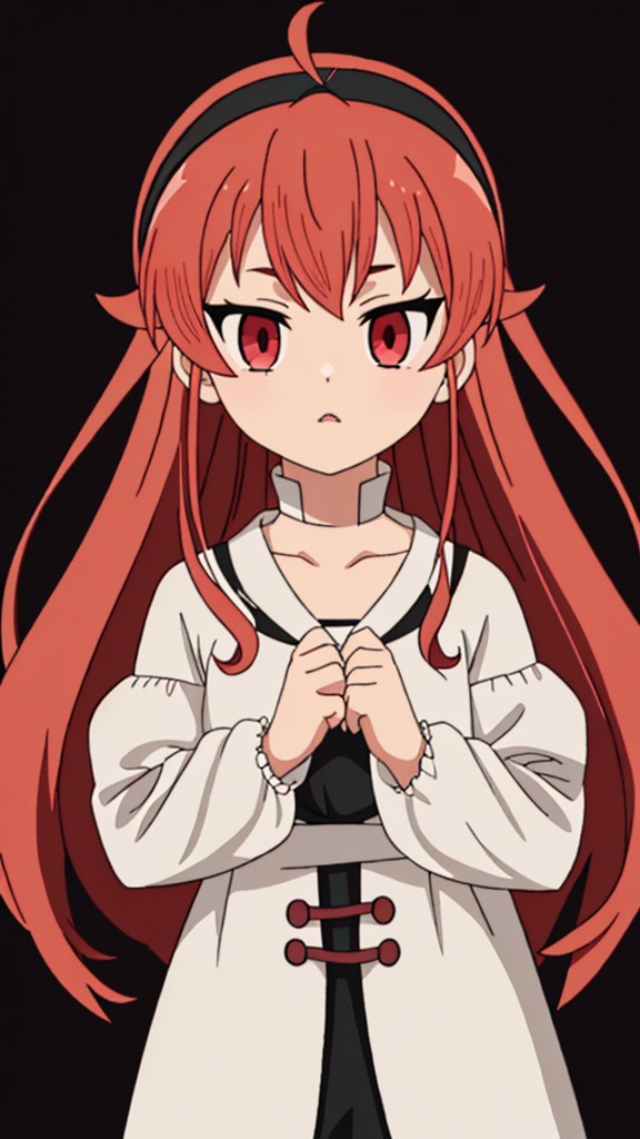 A close up of a person with long hair and red eyes - SeaArt AI