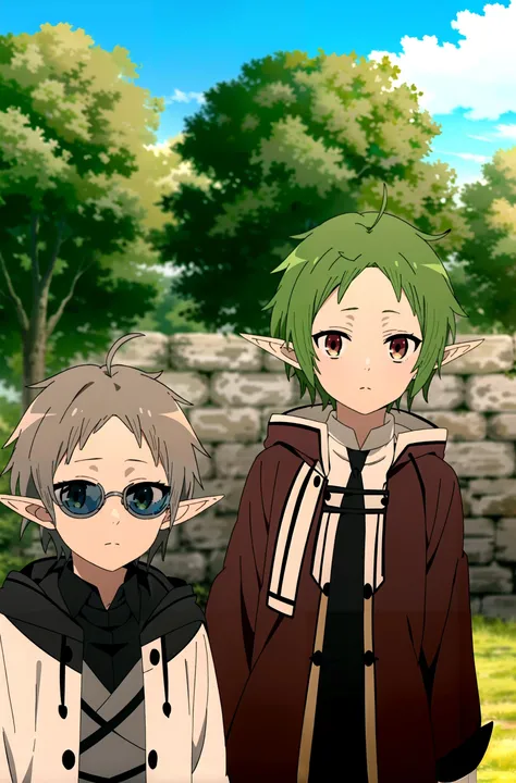 mushoku tensei style, anime coloring, <lora:mushoku_tensei_style_offset (1):1>, sylphiette, (white hairs:1.3), futuristic black sunglasses <lora:Wiseman_v1:0.7>