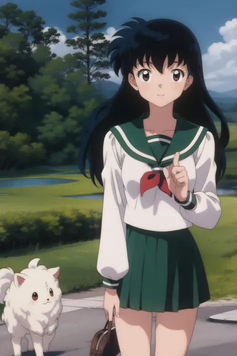 kagome, 1girl,  school_uniform, skirt,