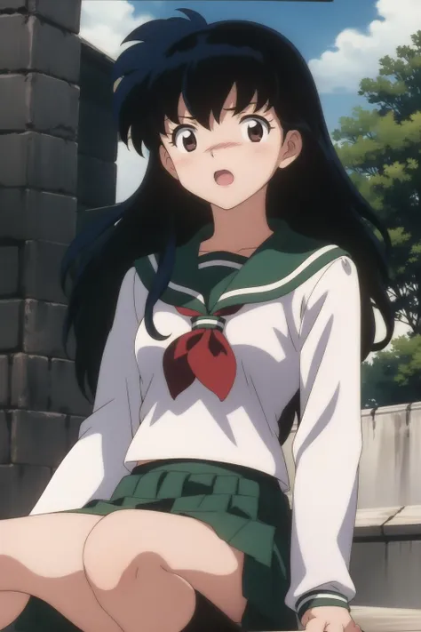 kagome, 1girl,  school_uniform, skirt,