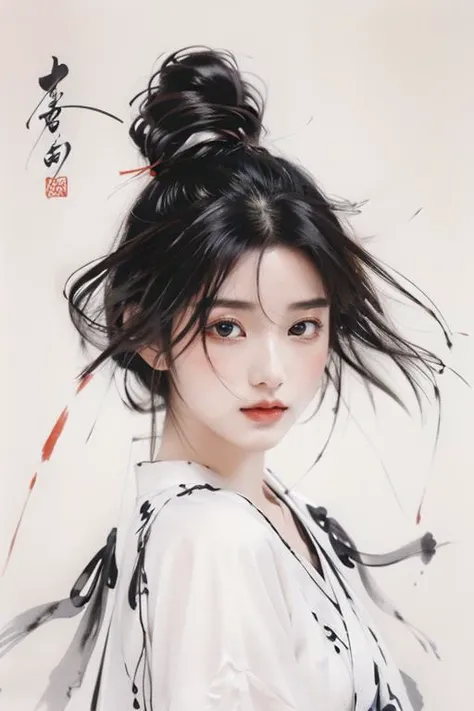 <lora:GoodHands-beta2:1>,<lora:Calligraphy-000002:0.8>,Calligraphy,(small breasts:1.2),<lora:Freehand_Brushwork:0.7>,
Calligraphy background,1girl,solo,black hair,floating hair,hair over one eye,looking at viewer,portrait,short-haired girl \(osomatsu-san\),