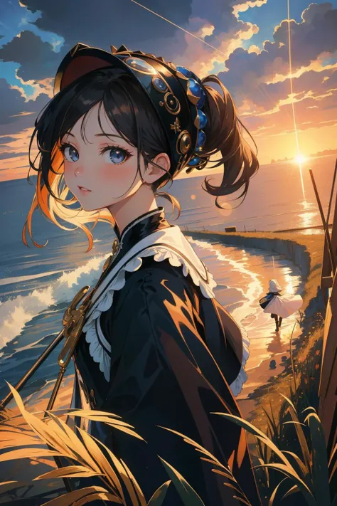 1girl, (baroque art stylized by Pieter de Hooch:1.1) , 8k Digital artwork, charming, medium close-up shot of a Intensive Elastic ("Stormfront Riders":1.3) , centered [Feline|Deeply Thoughtful] background, desolate lake and reeds, Summer, Panorama, Overdetailed art, Lonely, Cybergoth Fashion, Lens Flare, F/5, Velvia, sunbeam, key visual, Unsplash, UHD