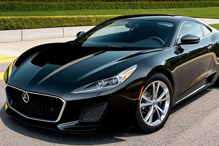 1 car, sleek lines, polished paint, sparkling chrome, aerodynamic curves, stylish wheels, elegantly designed headlights.