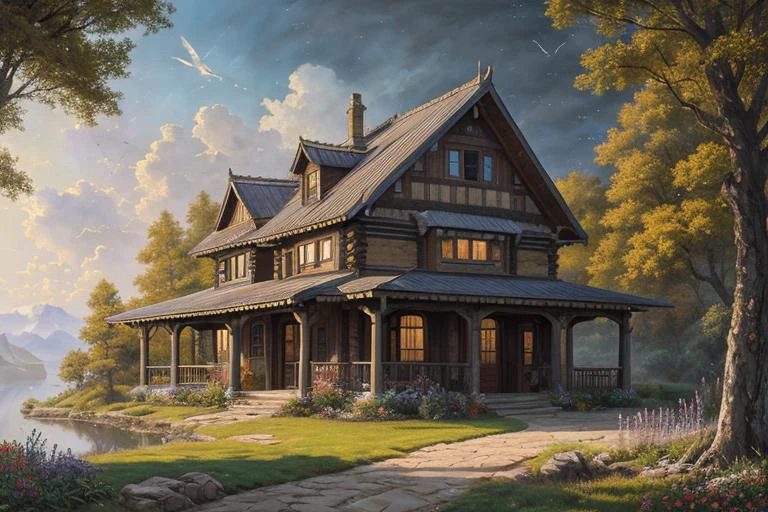 {{a house in the sky}},(best quality), masterpiece, best quality, high quality,scenery, outdoors,landscape, professional (landscape painting) of nature,Depth of Field,Photorealistic,extremely detailed,High Detail, (ultra highres), (hyper-detailed), (super detail:1.3), professional lighting