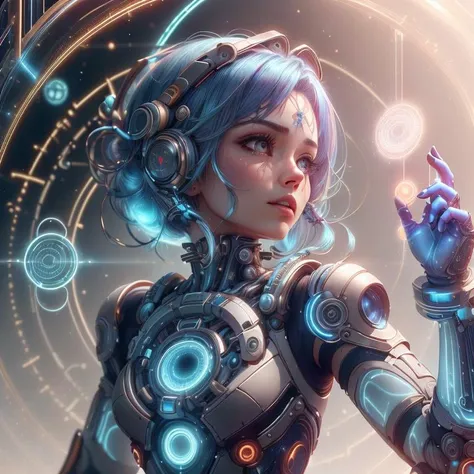 <lora:GlyphTech-20:0.8>,glyphtech,scifi, glyphs, hologram,magic circles,
1girl, glowing hair , blue hair,
<lora:PastTech-20:0.7> plasttech, synthetic,