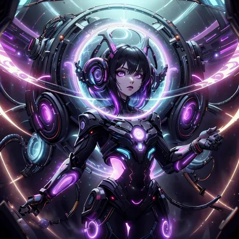 <lora:UltraBlackholeTech-20:0.8>,inblackholetech ,scifi,  blackhole,   excessive energy, warp, ultraviolet,
1girl,  
<lora:GlyphTech-20:0.6>,glyphtech ,hologram,