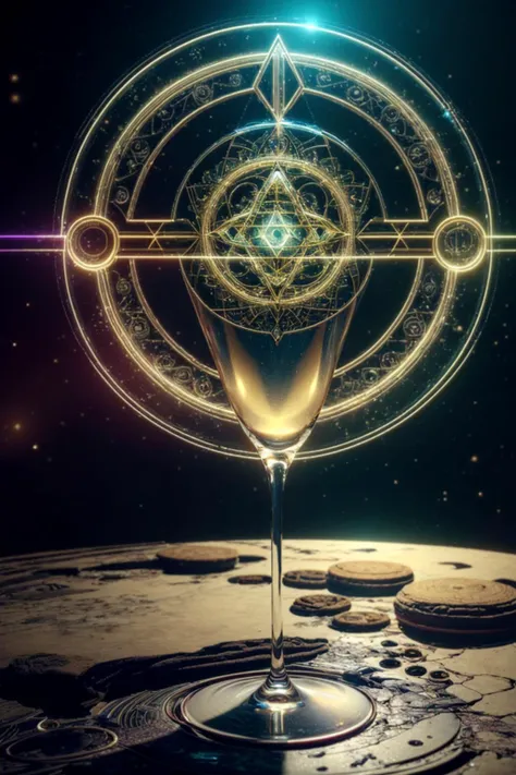 <lora:GlyphTech:.7>, glyphtech ,hologram, glyphs, symbols, glass of wine, psychedelic, messy environment