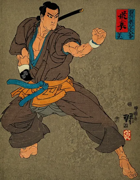 <lora:UtagawaKuniyoshiXL_v1:1.4> UtagawaKuniyoshiXL a Martial Arts Fighter