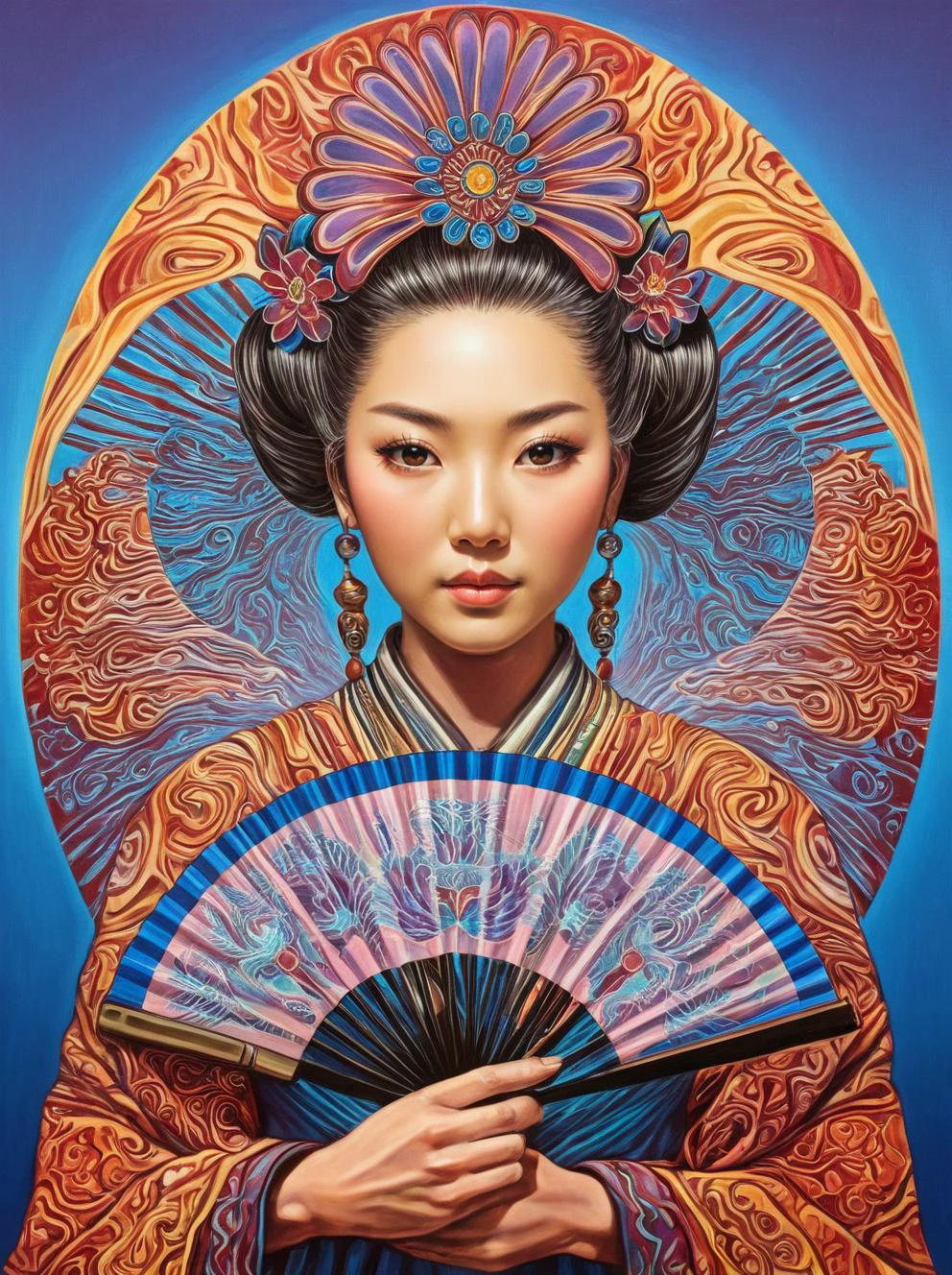 a woman holding a fan, Amanda Sage style, <lora:last-000002:0.8>,
utagawakuniyoshixl, <lora:UtagawaKuniyoshiXL_v1:0.3>,
bold colors, high contrast, extremely detailed, high quality, highly detailed,