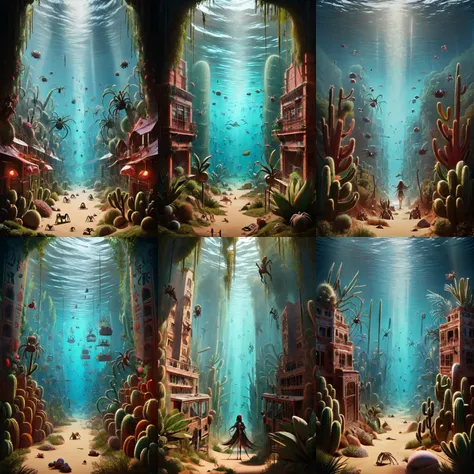 (otherworldly, otherworldly atmosphere, otherworldly appearance), highly insanely detailed, masterpiece, top quality, best quality, highres, 4k, 8k, RAW photo, collar, earrings, jewelry, necklace, armlet,
(long_hair, long hair, random colors cloth, random colors hair, random long hair, dynamic hair, glowing hair, hair over one eye),
(eyelashes, eyeliner, eyeshadow, eyelashes),
pink lipstick,
natural makeup,
((ancient egyptian theme:1.2)), golden ornaments,
1girl, (portrait:0.4), nsfw,
((desert, Mexico, cacti, underwater)),
Middle Earth,
long messy hair,
1girl,
a large fantasy dwarf settlement underground, magical lights, forge and furnace,
(moss vines),
A bustling train station at rush hour, with people hurrying to their destinations, ais-spiderz crawling over the platforms and trains, creating a dynamic yet slightly surreal scene , <lora:Spiders_Style:0.8>,
mandala, (fantasy world)