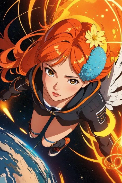 1girl, 8k Concept art, Rule of Thirds, aerial shot of a ([Hedgehog:Pisces constellation:5]:1.3) with Tiger skin, the Hedgehog is very Winged and Rich, plain DayGlo orange background, Interstellar cloud garden with Bamboo, Snowing, in focus, (scene art stylized by Albrecht Dürer:1.1) , (Yvonne Coomber:0.7) , (Range Murata:1.2) , Cel shading, Proud, Nu Goth Art, Accent lighting, Selective focus, Lomography, Spirals, Golden ratio, HDR, extremely hyper aesthetic, womanly, rich colors