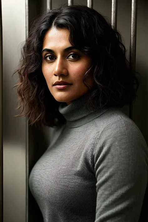 beautiful woman (Taps33P4nnu:.99), beautiful hair , ((portrait)), (closeup:1.2), ((from the waist up)), ((( prison cell :1.2 ))), natural skin texture, (( Turtleneck and slacks :1.2)), 24mm, 4k textures, soft cinematic light, adobe lightroom, photolab, hdr, intricate, elegant, highly detailed, sharp focus, ((((cinematic look)))), soothing tones, insane details, intricate details, hyperdetailed, low contrast, soft cinematic light, exposure blend, hdr, faded, now, ("I've got a bad feeling about this.":1.1)