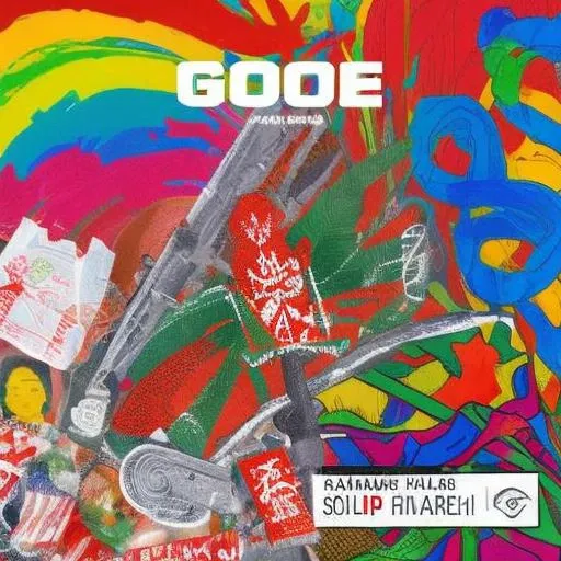 A dope album cover art with a vibrant image of graffiti and bold typography, in the style of rap music.