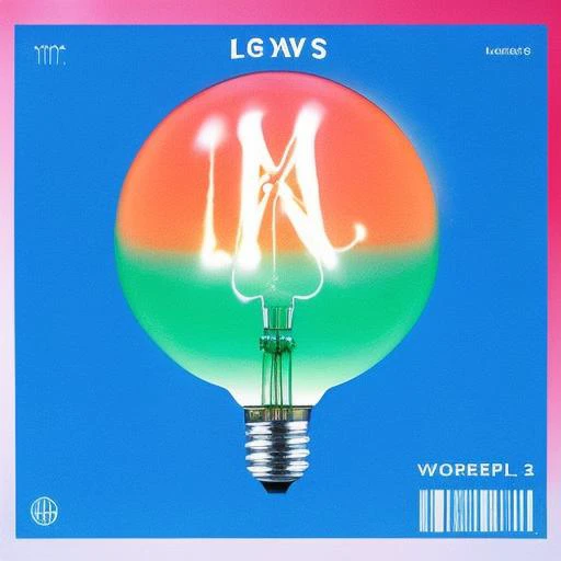 A light album cover art with a bright image of a light bulb and playful typography, in the style of pop music.